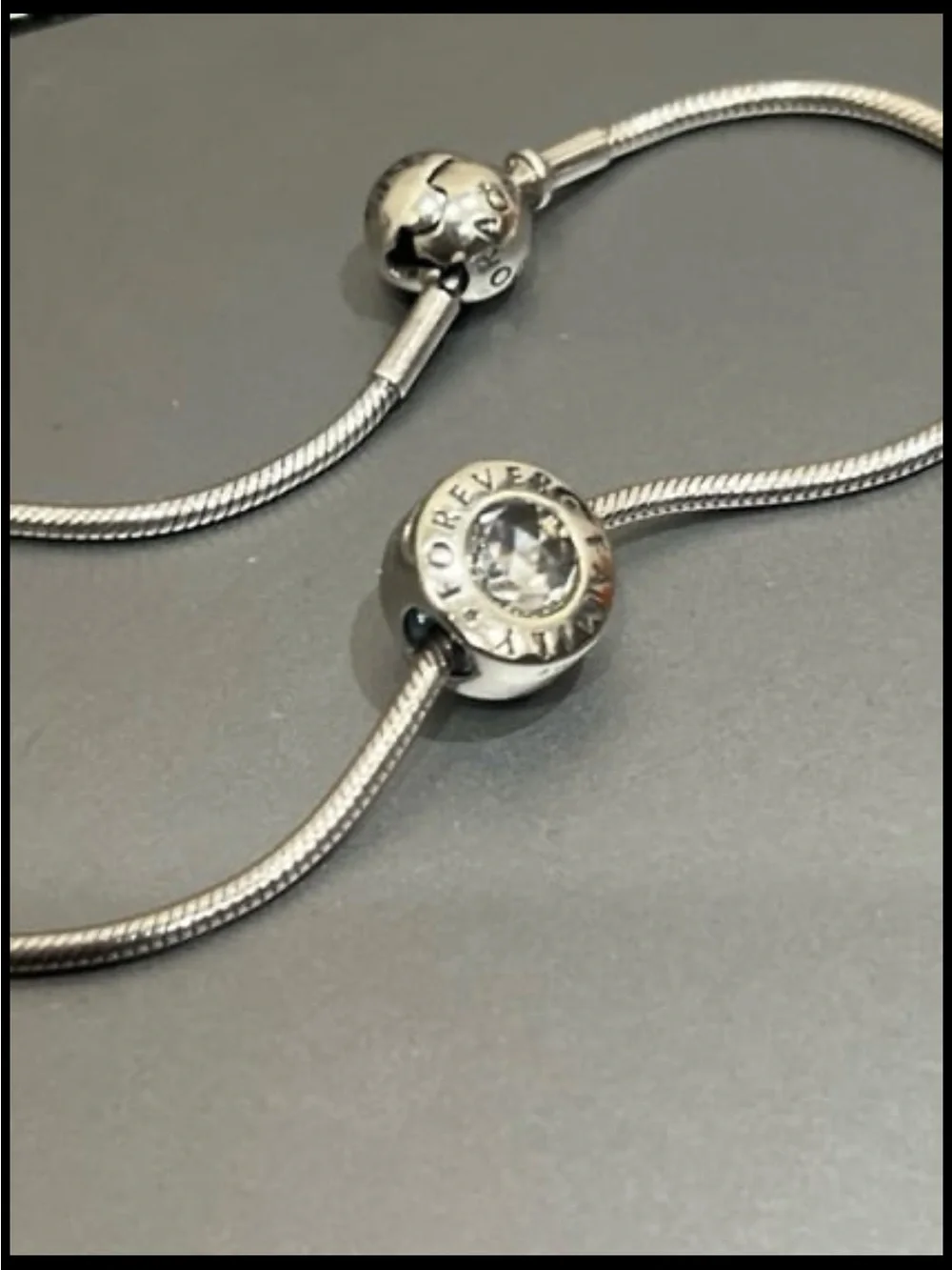 Pandora Silver 'Family Forever' Charm with Clear Stone